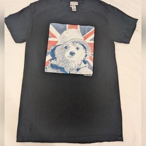 Paddington Bear Black T-Shirt with Bear and Union Jack Graphic Small
